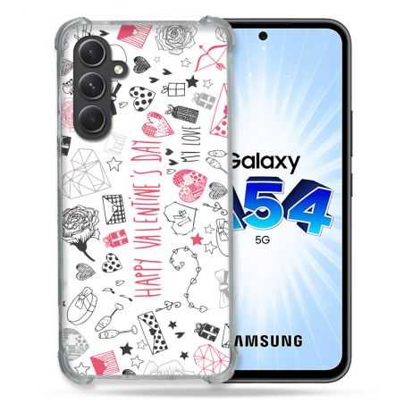Coque Renforcée En Verre Trempé Pour Samsung Galaxy A54 5G Amour Valentines
