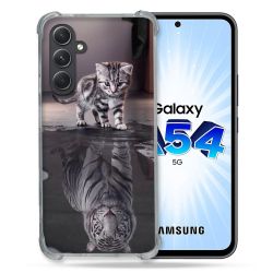 Coque Renforcée En Verre Trempé Pour Samsung Galaxy A54 5G Animal Chat Reflet