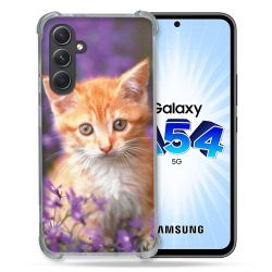 Coque Renforcée En Verre Trempé Pour Samsung Galaxy A54 5G Animal Chat Violet