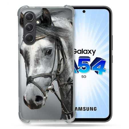 Coque Renforcée En Verre Trempé Pour Samsung Galaxy A54 5G Animal Cheval Blanc
