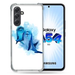 Coque Renforcée En Verre Trempé Pour Samsung Galaxy A54 5G Animal Dauphin Duo