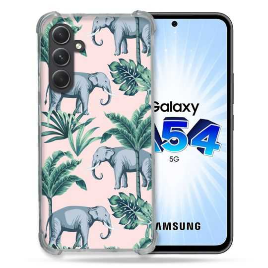 Coque Renforcée En Verre Trempé Pour Samsung Galaxy A54 5G Animal Elephant Pattern
