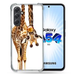 Coque Renforcée En Verre Trempé Pour Samsung Galaxy A54 5G Animal Girafe Blanche