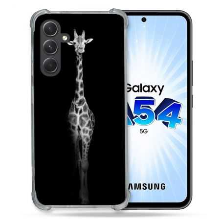 Coque Renforcée En Verre Trempé Pour Samsung Galaxy A54 5G Animal Girafe Noire