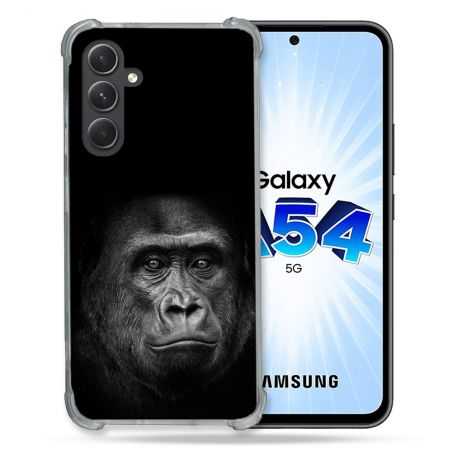 Coque Renforcée En Verre Trempé Pour Samsung Galaxy A54 5G Animal Gorille Noir