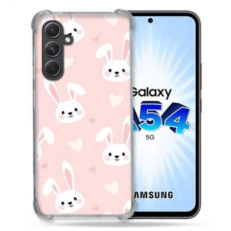 Coque Renforcée En Verre Trempé Pour Samsung Galaxy A54 5G Animal Lapin Rose