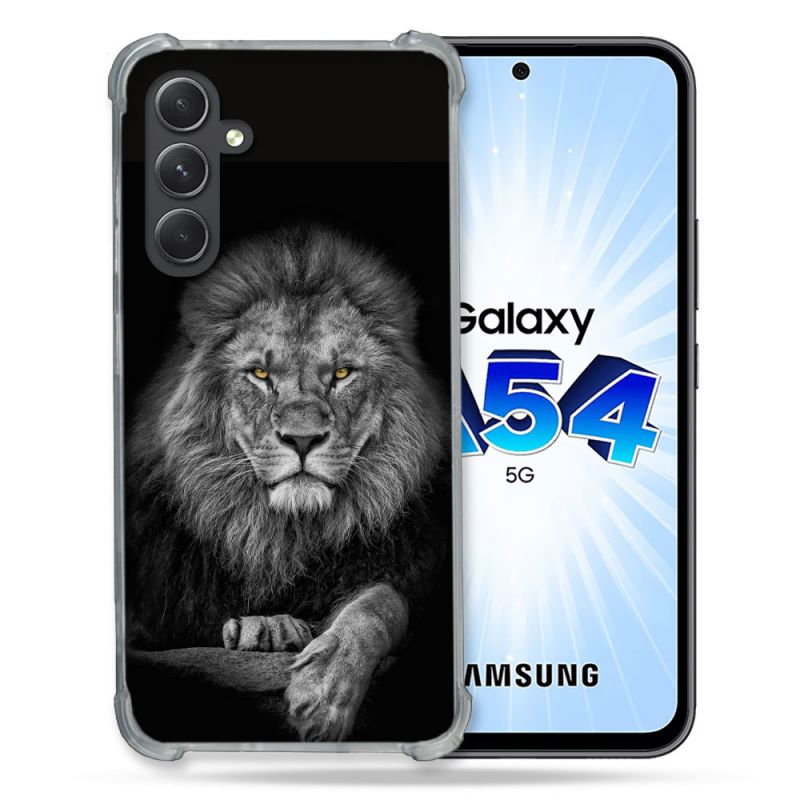Coque Renforcée En Verre Trempé Pour Samsung Galaxy A54 5G Animal Lion Majestueux