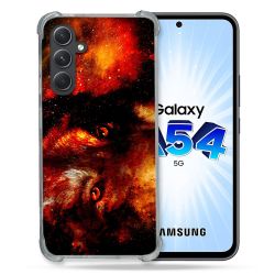 Coque Renforcée En Verre Trempé Pour Samsung Galaxy A54 5G Animal Loup Espace