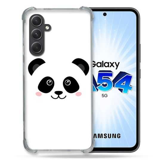 Coque Renforcée En Verre Trempé Pour Samsung Galaxy A54 5G Animal Panda Blanc