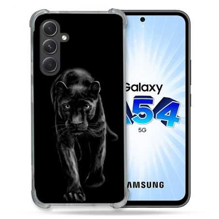 Coque Renforcée En Verre Trempé Pour Samsung Galaxy A54 5G Animal Panthère Noire