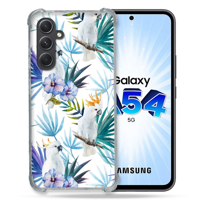 Coque Renforcée En Verre Trempé Pour Samsung Galaxy A54 5G Animal Perroquet Peinture