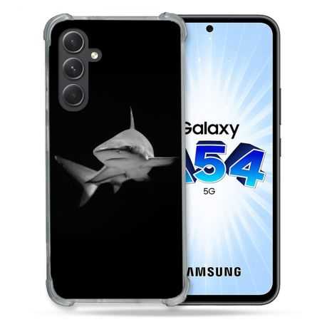 Coque Renforcée En Verre Trempé Pour Samsung Galaxy A54 5G Animal Requin Sombre