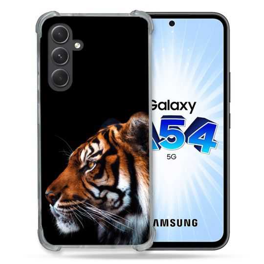 Coque Renforcée En Verre Trempé Pour Samsung Galaxy A54 5G Animal Tigre Noir
