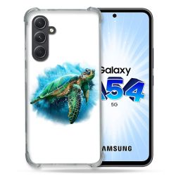 Coque Renforcée En Verre Trempé Pour Samsung Galaxy A54 5G Animal Tortue Blanche multicolore