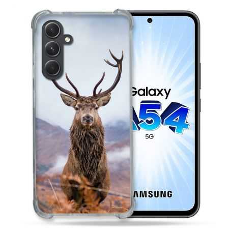 Coque Renforcée En Verre Trempé Pour Samsung Galaxy A54 5G Chasse Chevreuil Montagne