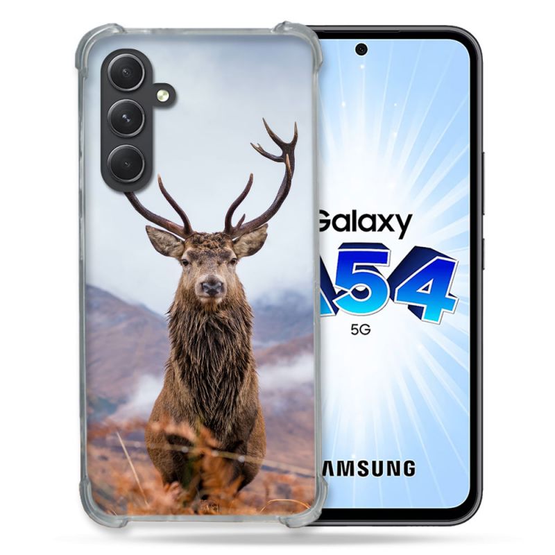 Coque Renforcée En Verre Trempé Pour Samsung Galaxy A54 5G Chasse Chevreuil Montagne