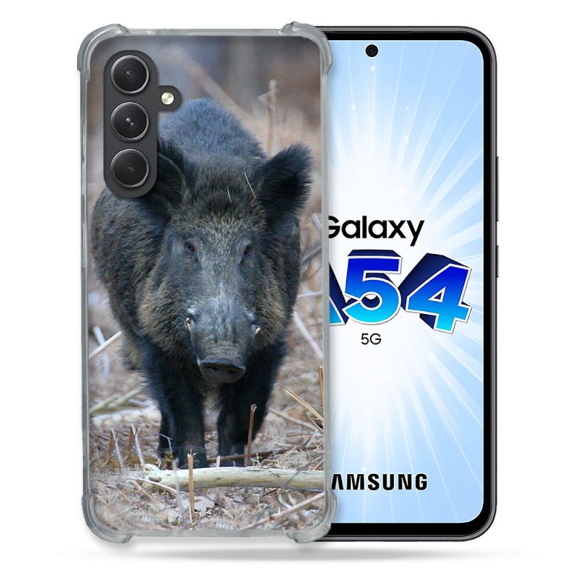 Coque Renforcée En Verre Trempé Pour Samsung Galaxy A54 5G Chasse Sanglier Pin