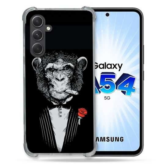Coque Renforcée En Verre Trempé Pour Samsung Galaxy A54 5G Decale Singe Mafia