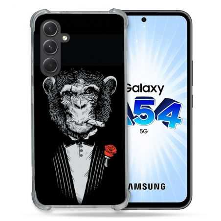 Coque Renforcée En Verre Trempé Pour Samsung Galaxy A54 5G Decale Singe Mafia