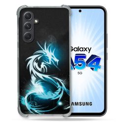 Coque Renforcée En Verre Trempé Pour Samsung Galaxy A54 5G Fantastique Dragon Bleu
