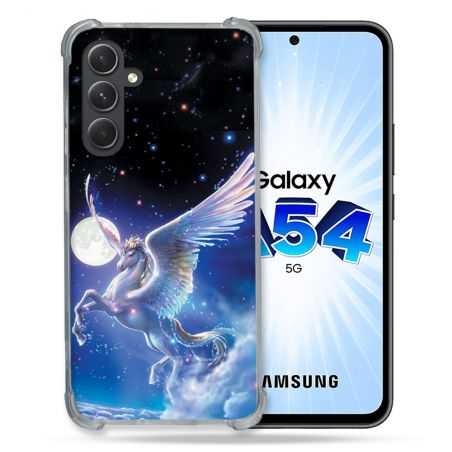Coque Renforcée En Verre Trempé Pour Samsung Galaxy A54 5G Fantastique Licorne Céleste
