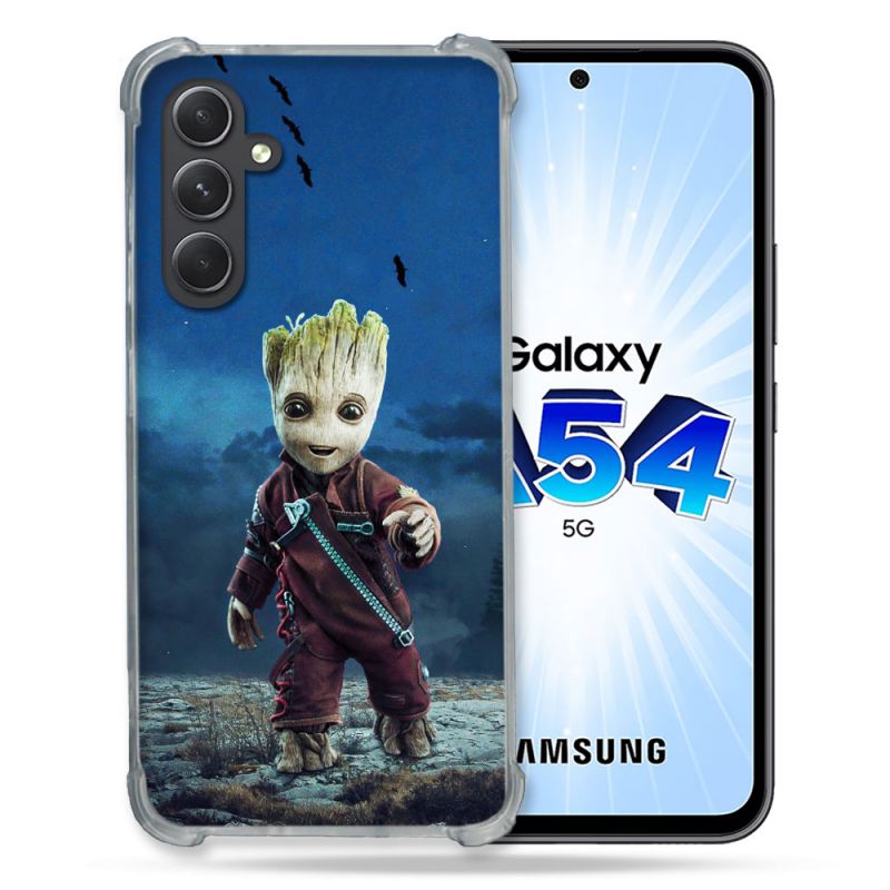 Coque Renforcée En Verre Trempé Pour Samsung Galaxy A54 5G Groot Bleu