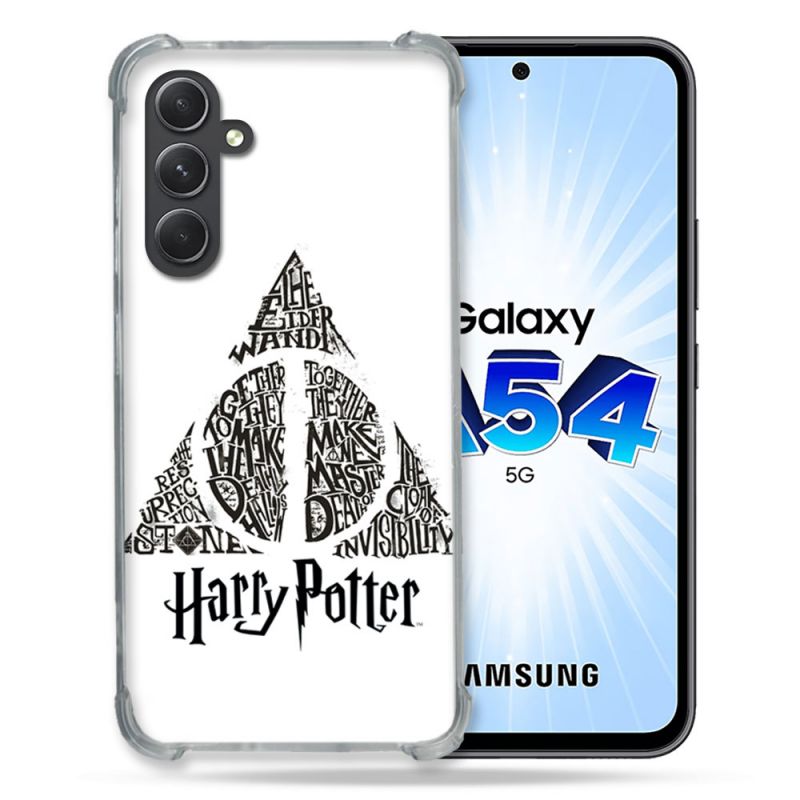 Coque Renforcée En Verre Trempé Pour Samsung Galaxy A54 5G Harry Potter Hollows triangle Blanc