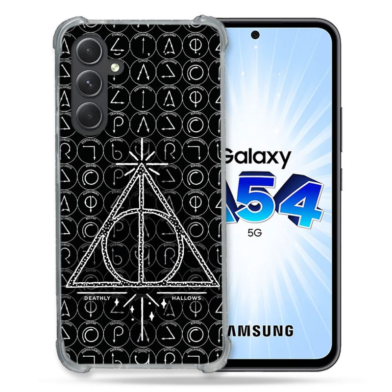 Coque Renforcée En Verre Trempé Pour Samsung Galaxy A54 5G Harry Potter Hollows Triangle Noir