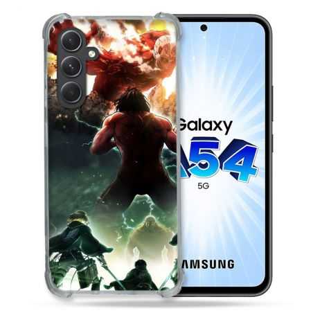 Coque Renforcée En Verre Trempé Pour Samsung Galaxy A54 5G Manga Attaque Titans Combat