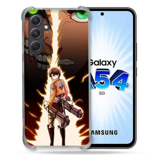 Coque Renforcée En Verre Trempé Pour Samsung Galaxy A54 5G Manga Attaque Titans Eren Eclair