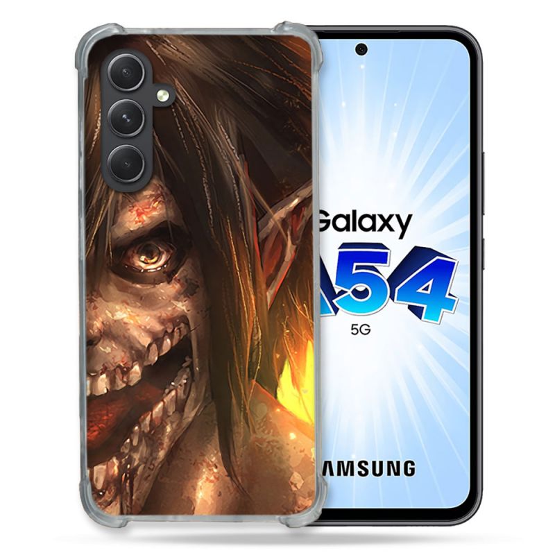 Coque Renforcée En Verre Trempé Pour Samsung Galaxy A54 5G Manga Attaque Titans Eren Titan