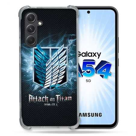 Coque Renforcée En Verre Trempé Pour Samsung Galaxy A54 5G Manga Attaque Titans Noir