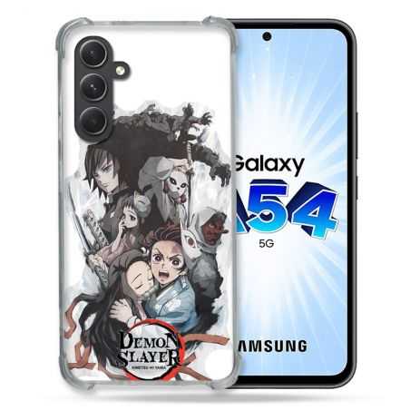 Coque Renforcée En Verre Trempé Pour Samsung Galaxy A54 5G Manga Demon Slayer Blanc