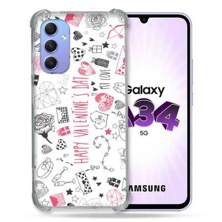 Coque Renforcée En Verre Trempé Pour Samsung Galaxy A34 5G Amour Valentines