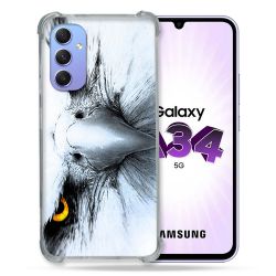 Coque Renforcée En Verre Trempé Pour Samsung Galaxy A34 5G Animal Aigle Royal Blanc