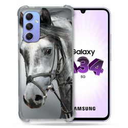 Coque Renforcée En Verre Trempé Pour Samsung Galaxy A34 5G Animal Cheval Blanc