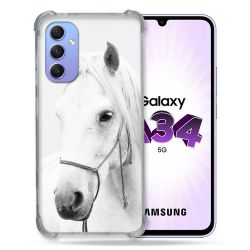Coque Renforcée En Verre Trempé Pour Samsung Galaxy A34 5G Animal Cheval Cristal