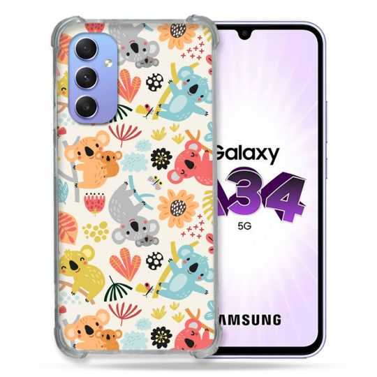 Coque Renforcée En Verre Trempé Pour Samsung Galaxy A34 5G Animal Koala Pattern