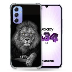 Coque Renforcée En Verre Trempé Pour Samsung Galaxy A34 5G Animal Lion Majestueux