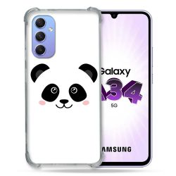 Coque Renforcée En Verre Trempé Pour Samsung Galaxy A34 5G Animal Panda Blanc