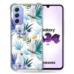 Coque Renforcée En Verre Trempé Pour Samsung Galaxy A34 5G Animal Perroquet Peinture