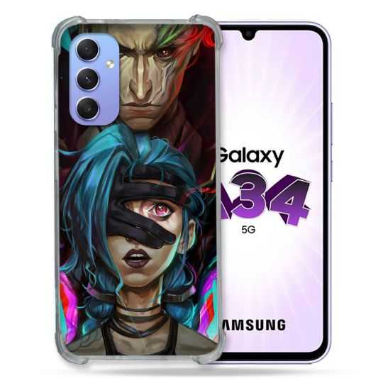 Coque Renforcée En Verre Trempé Pour Samsung Galaxy A34 5G Arcane Jynx Bleu