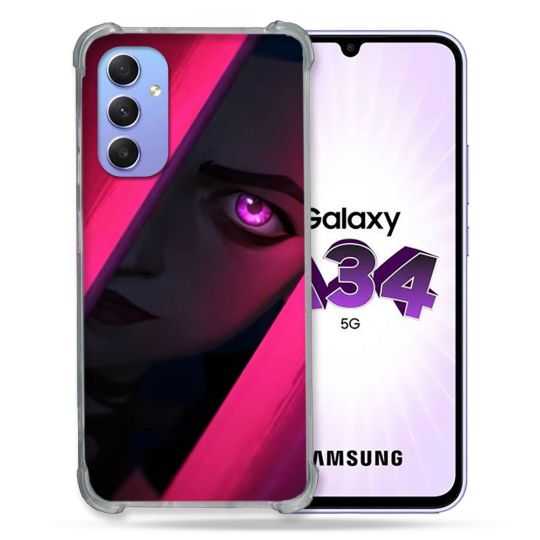 Coque Renforcée En Verre Trempé Pour Samsung Galaxy A34 5G Arcane Jynx Rose
