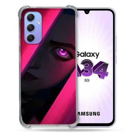 Coque Renforcée En Verre Trempé Pour Samsung Galaxy A34 5G Arcane Jynx Rose