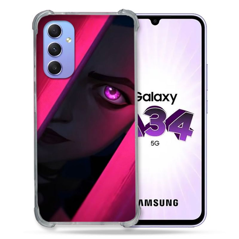 Coque Renforcée En Verre Trempé Pour Samsung Galaxy A34 5G Arcane Jynx Rose