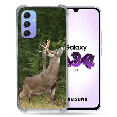 Coque Renforcée En Verre Trempé Pour Samsung Galaxy A34 5G Chasse Cerf