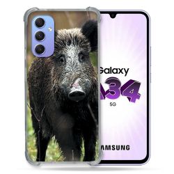 Coque Renforcée En Verre Trempé Pour Samsung Galaxy A34 5G Chasse Sanglier bois