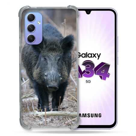 Coque Renforcée En Verre Trempé Pour Samsung Galaxy A34 5G Chasse Sanglier Pin