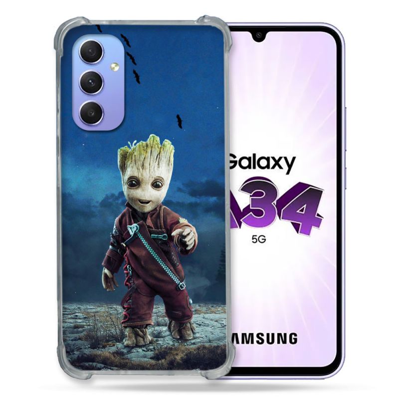 Coque Renforcée En Verre Trempé Pour Samsung Galaxy A34 5G Groot Bleu