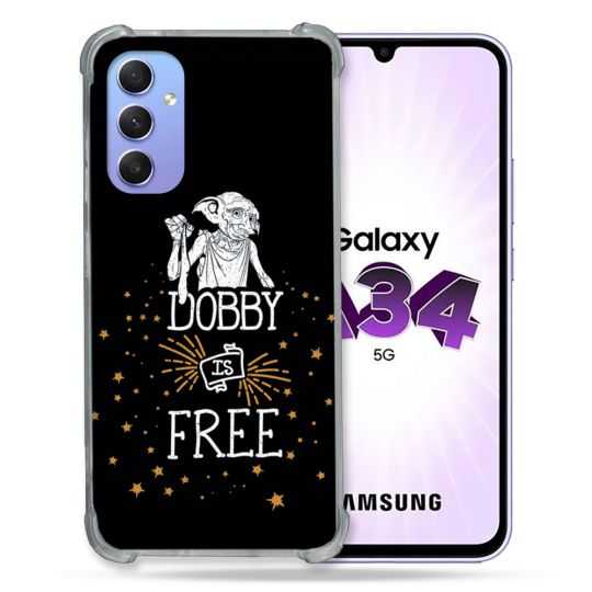 Coque Renforcée En Verre Trempé Pour Samsung Galaxy A34 5G Harry Potter Dobby Free Noir